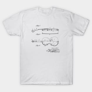 Violin Vintage Patent Hand Drawing T-Shirt